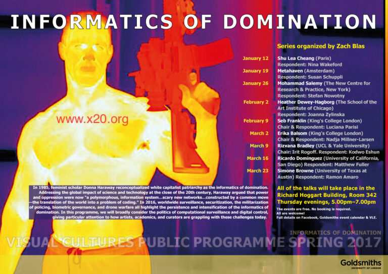 Informatics of Domination, Department of Visual Cultures Spring 2017 Public Programme, Goldsmiths, University of London